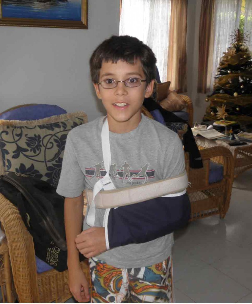 Samuel with broken arm