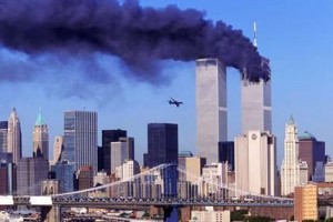 Twin Towers Burning